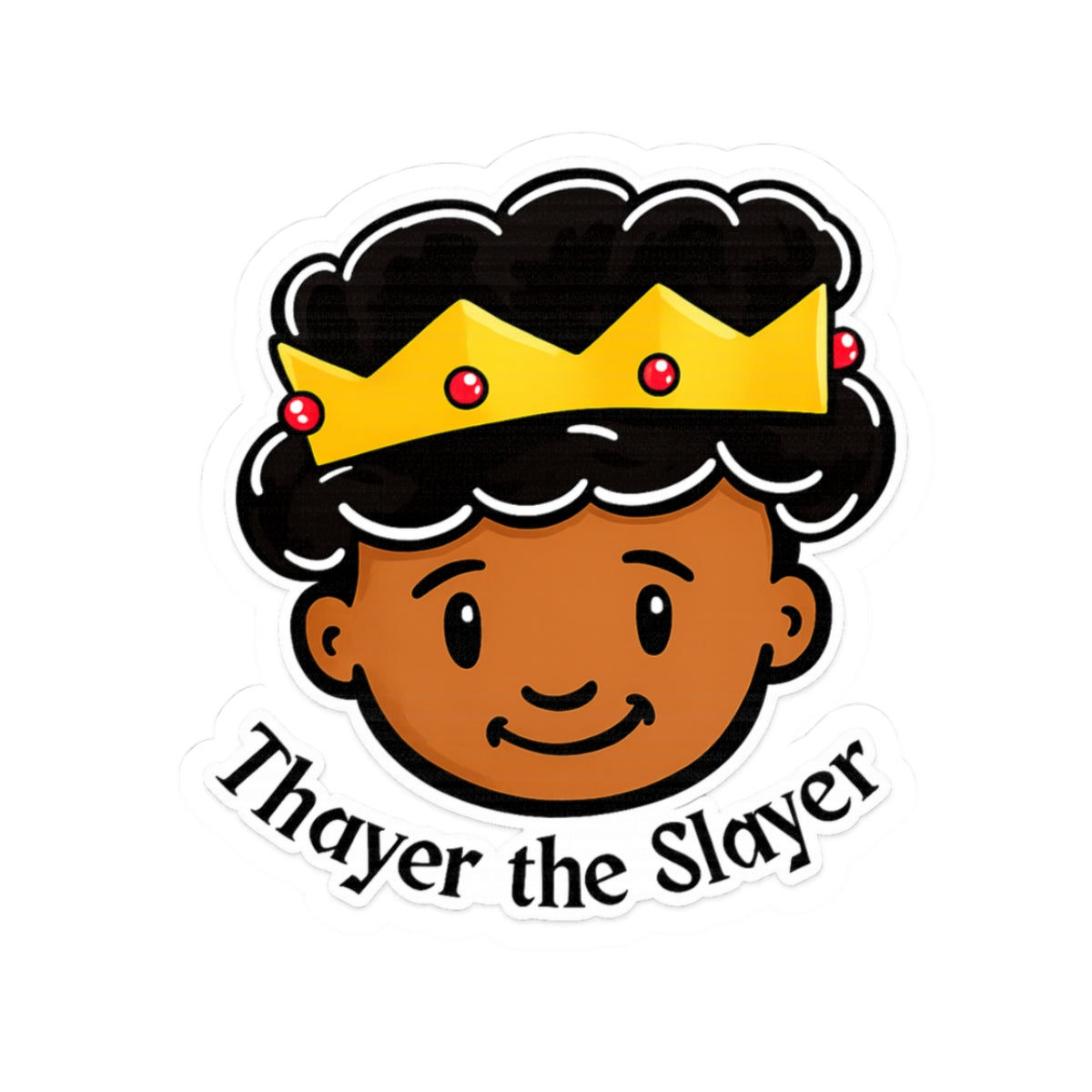 Thayer the Slayer Sticker — Cute Crowned Kid Kiss-Cut Vinyl Sticker