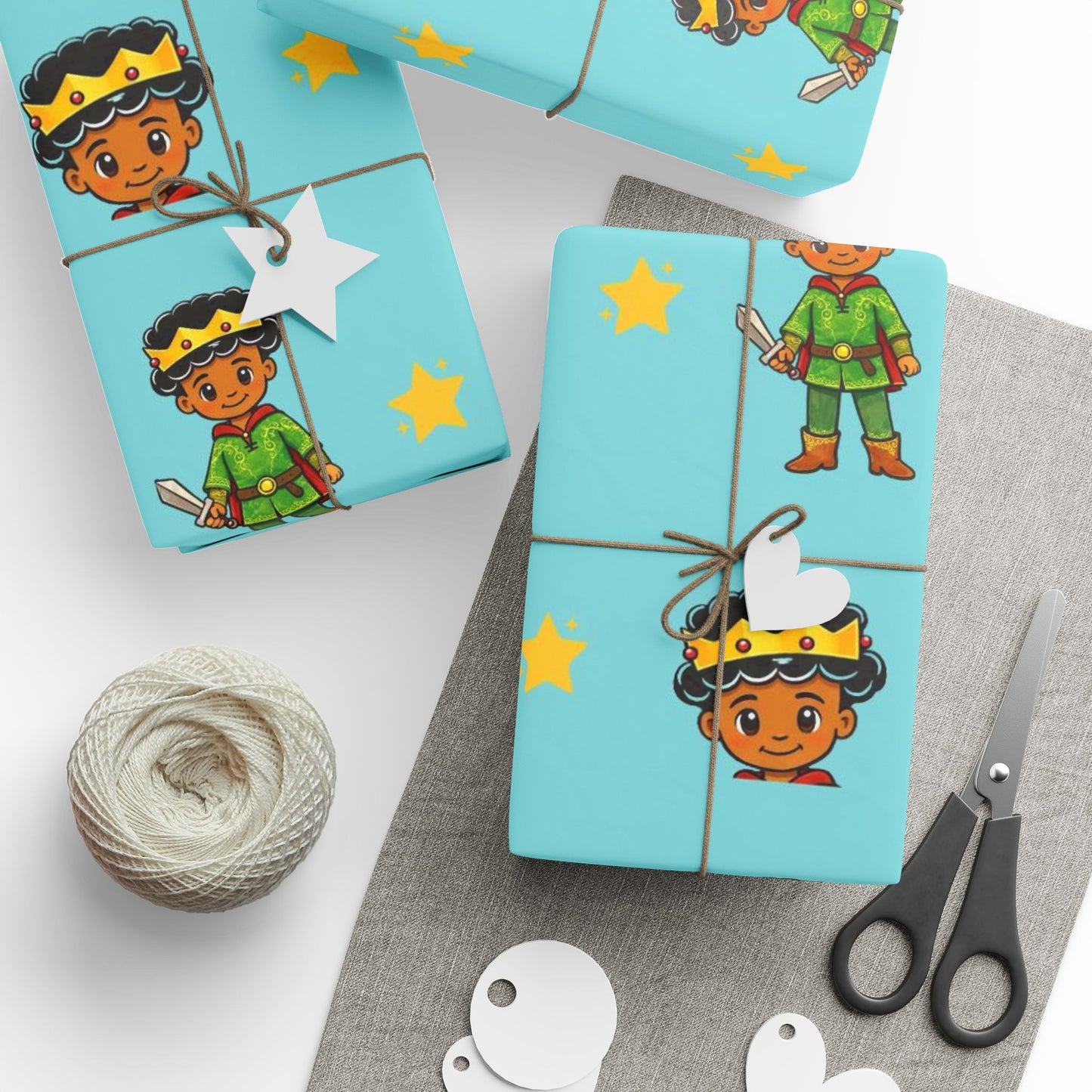Wrapping Paper: Thayer the Slayer — African American Prince Blue Gift Wrap for Kids' Birthdays & Celebrations