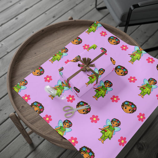 Wrapping Paper: Rhyder the Fairy — African American Fairy Purple Gift Wrap for Kids' Birthdays & Celebrations
