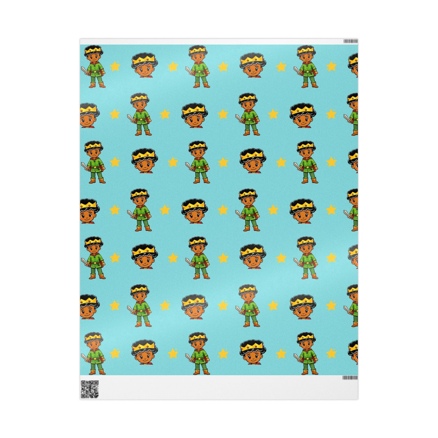 Wrapping Paper: Thayer the Slayer  — African American Prince Blue Gift Wrap for Kids' Birthdays & Celebrations