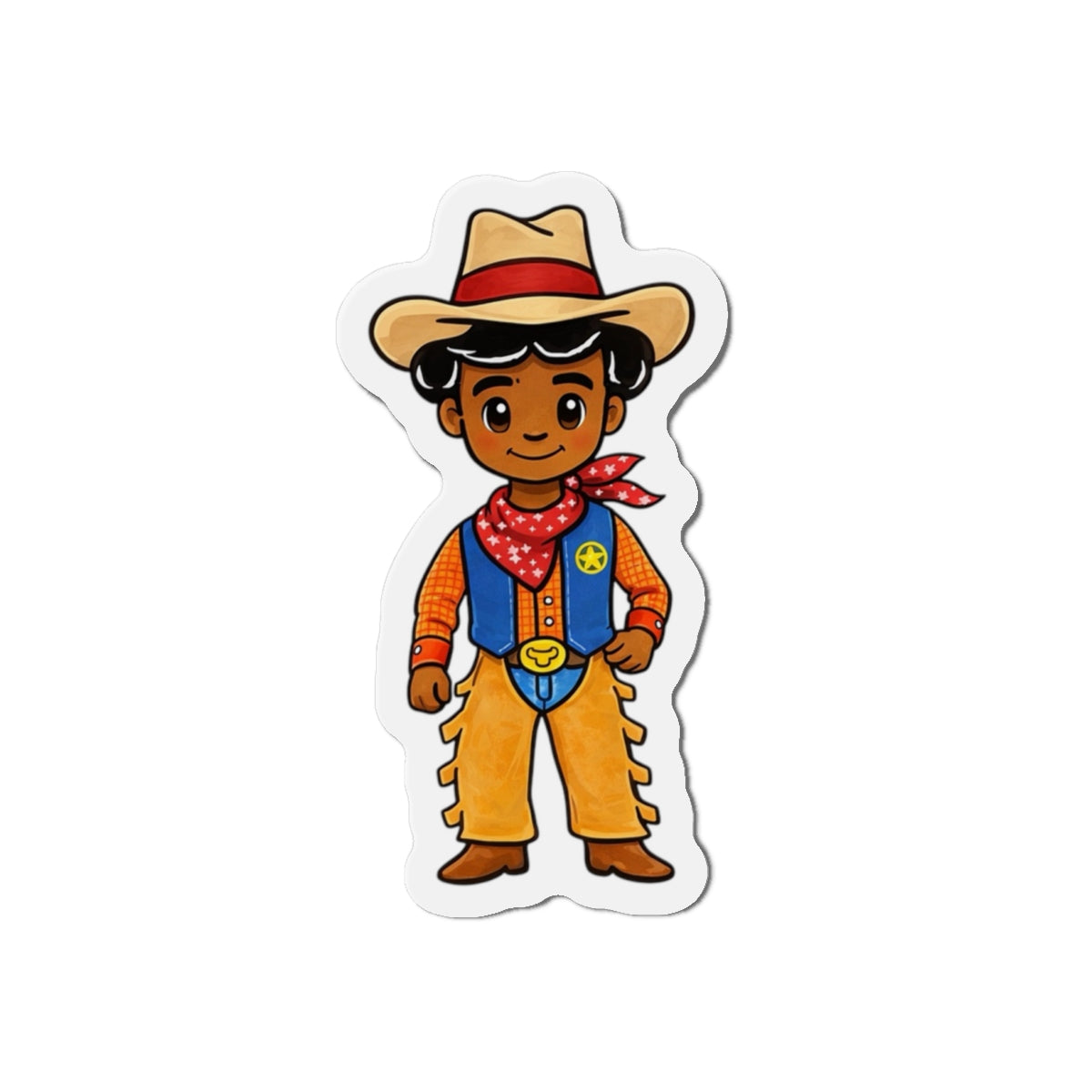 Cowboy Teddy Die-Cut Magnet — Cute Western Refrigerator Magnet