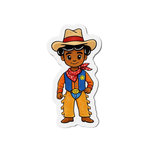 Cowboy Teddy Die-Cut Magnet — Cute Western Refrigerator Magnet