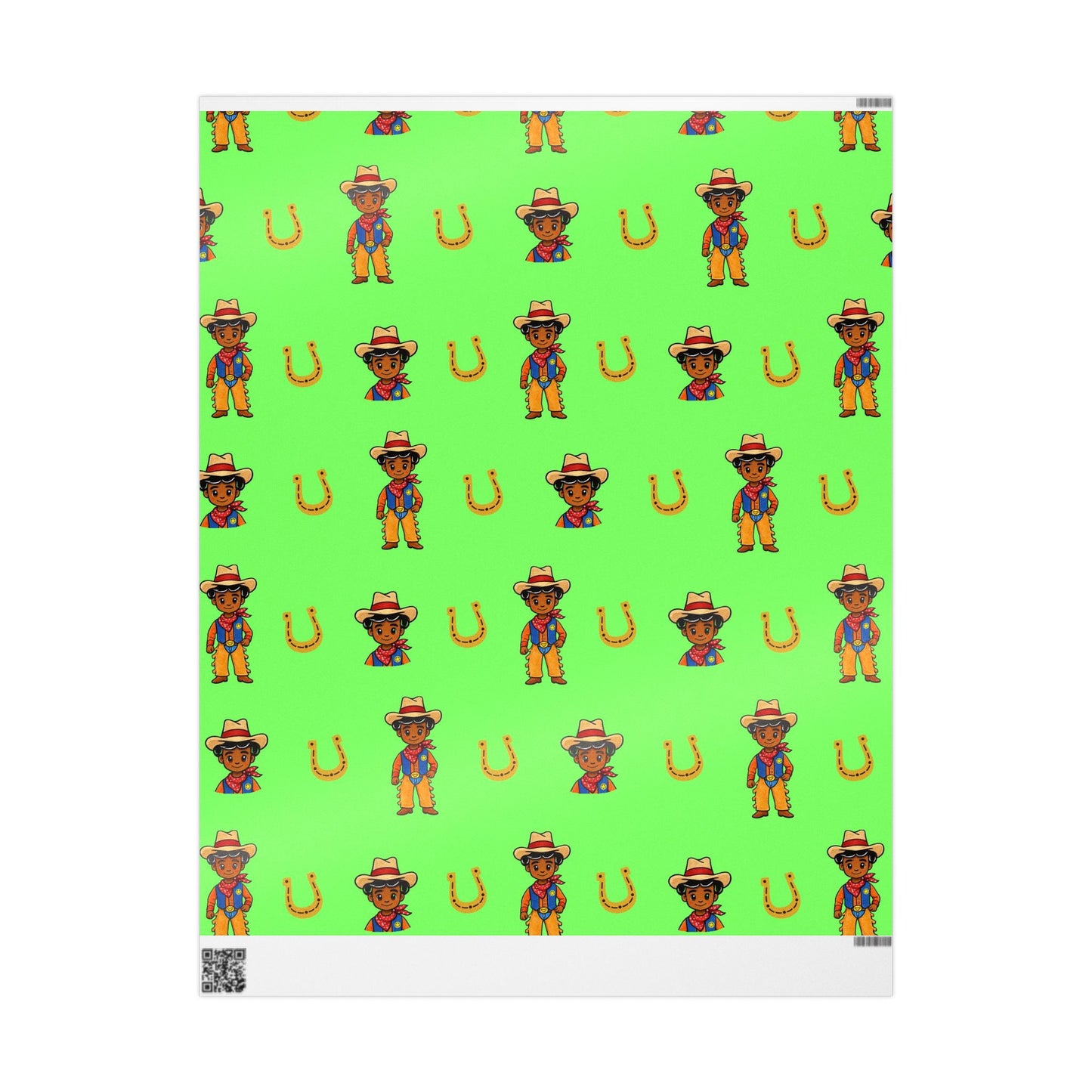 Wrapping Paper: Teddy, the Cowboy — African American Cowboy Green Gift Wrap for Kids' Birthdays & Celebrations