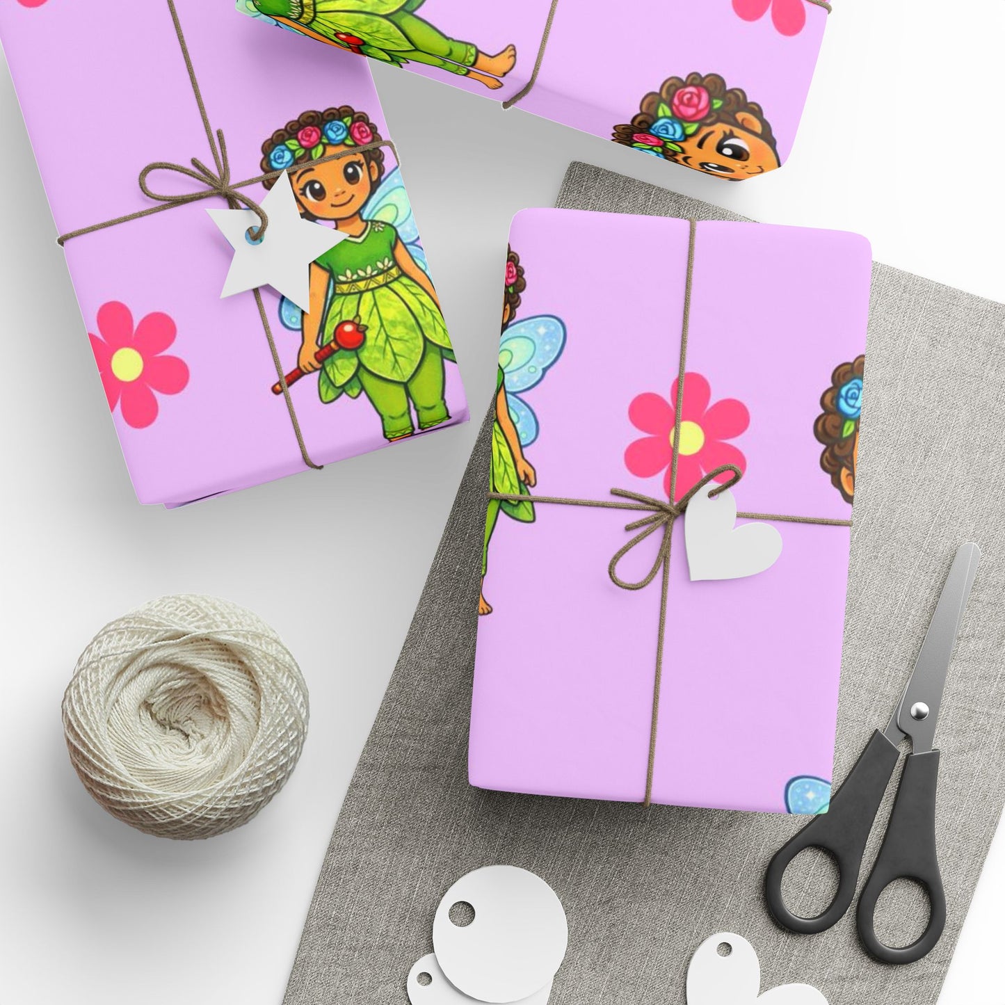 Wrapping Paper: Rhyder the Fairy — African American Fairy Purple Gift Wrap for Kids' Birthdays & Celebrations
